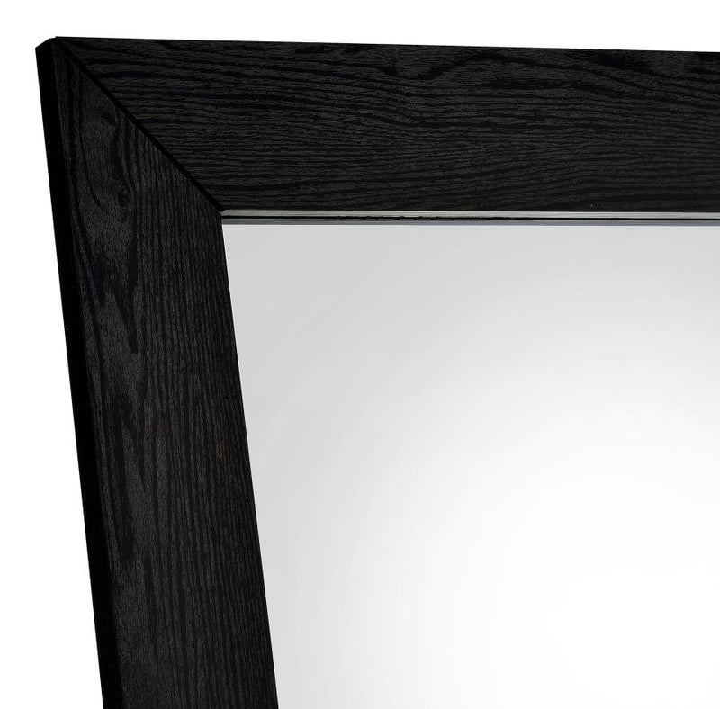 Cadence Tempered Glass Full Length Standing Mirror Black Oak-zoom-