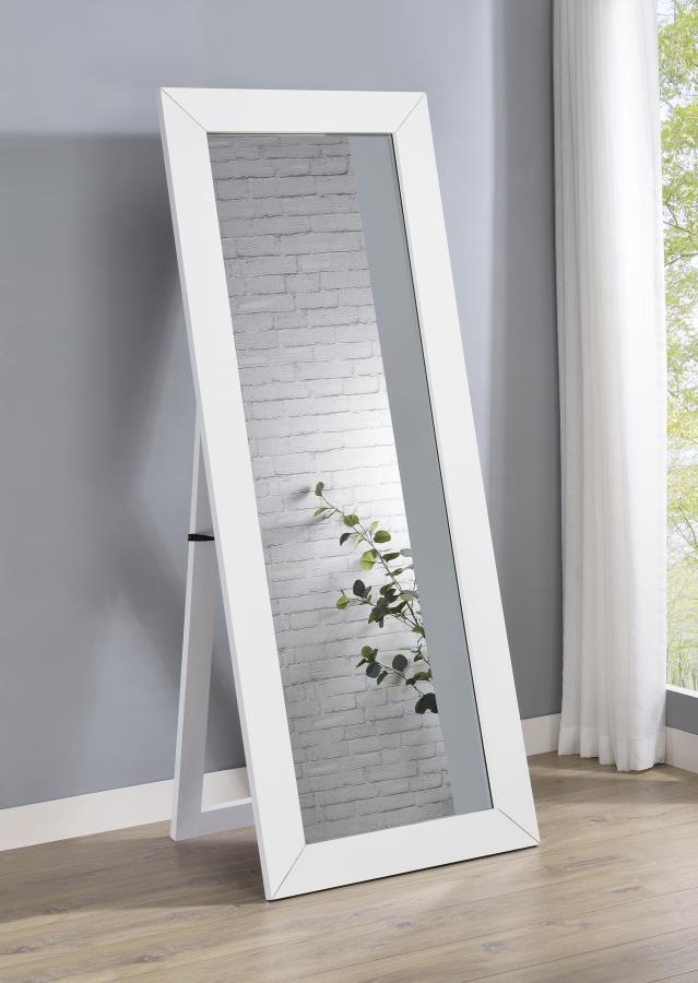 Cadence Tempered Glass Full Length Mirror White High Gloss-zoom-2