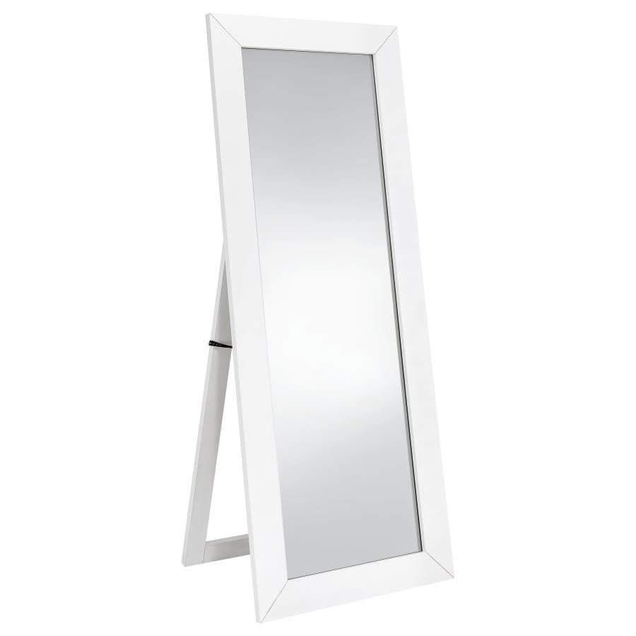 Cadence Tempered Glass Full Length Mirror White High Gloss-zoom-1