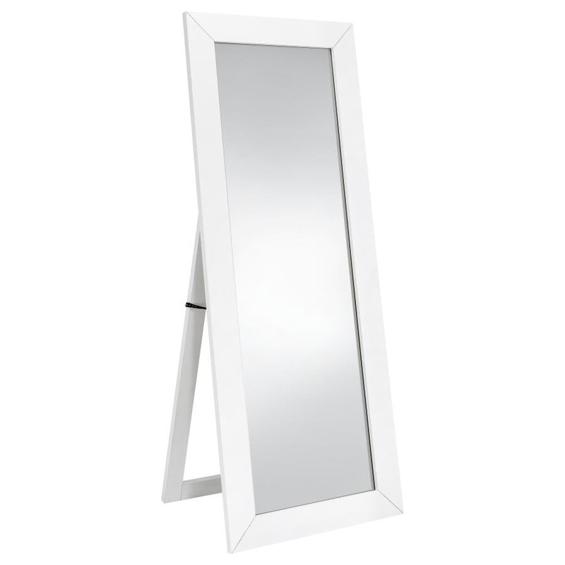 Cadence Tempered Glass Full Length Mirror White High Gloss-zoom-