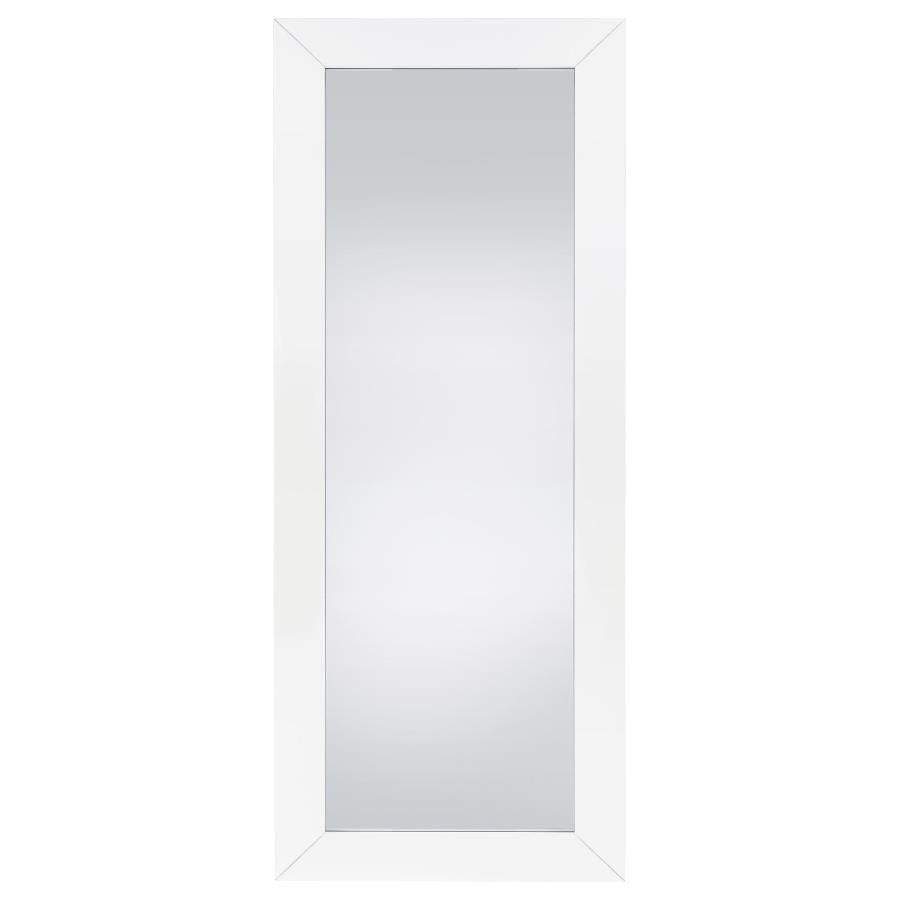 Cadence Tempered Glass Full Length Mirror White High Gloss-zoom-3