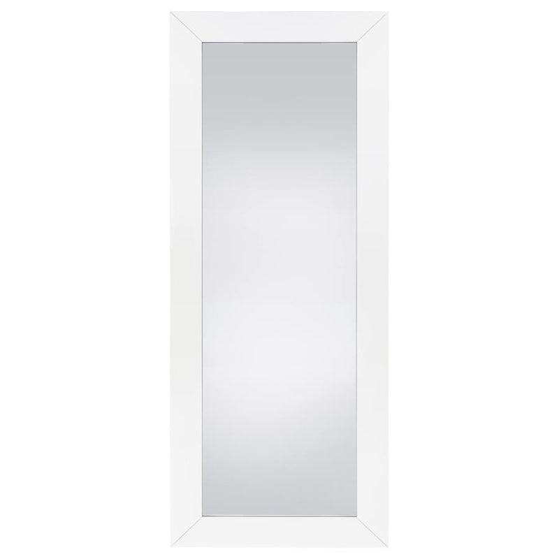 Cadence Tempered Glass Full Length Mirror White High Gloss-zoom-