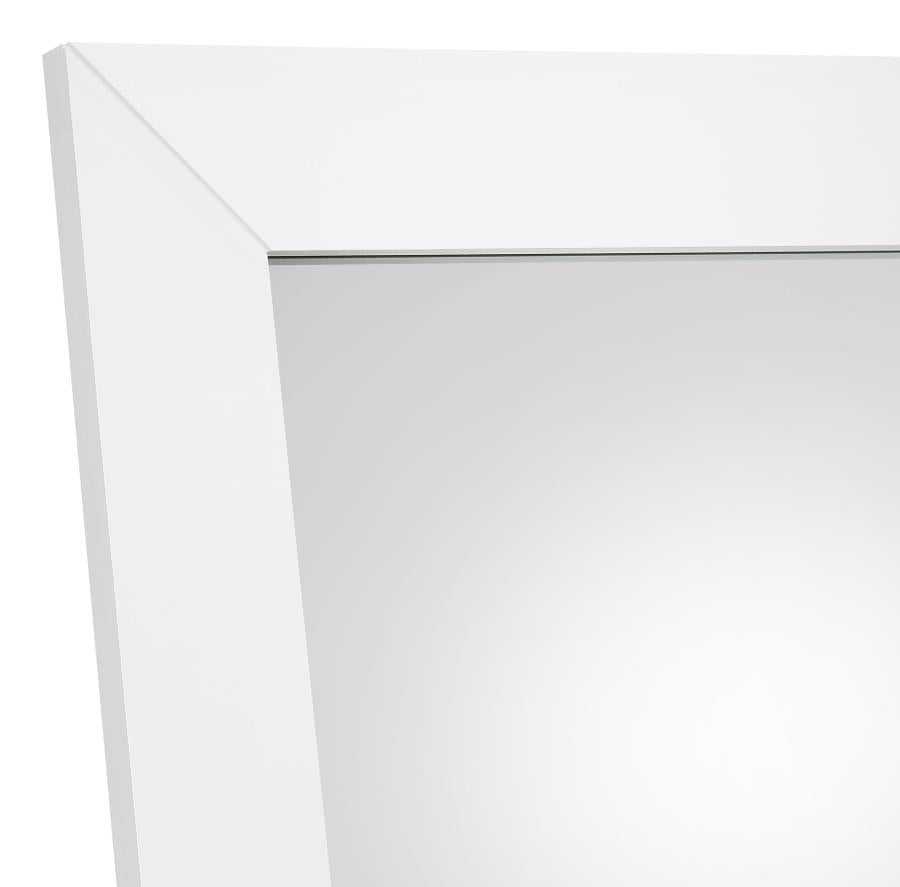 Cadence Tempered Glass Full Length Mirror White High Gloss-zoom-5