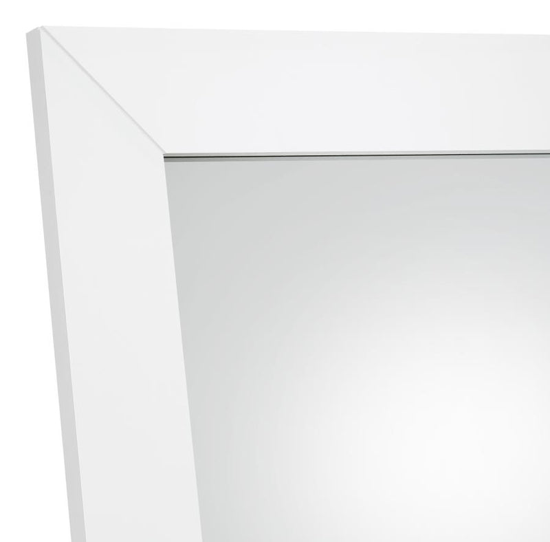 Cadence Tempered Glass Full Length Mirror White High Gloss-zoom-