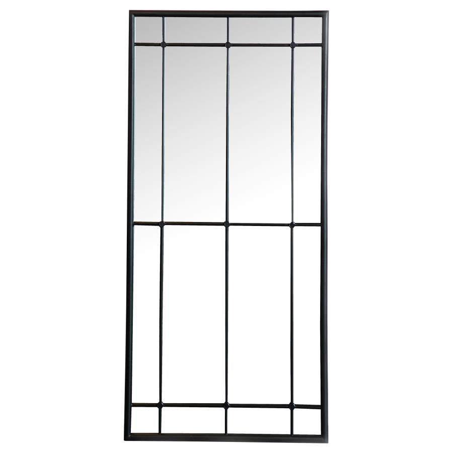 Annetta 24 x 52 Inch Window Pane Wall Mirror Black-zoom-1