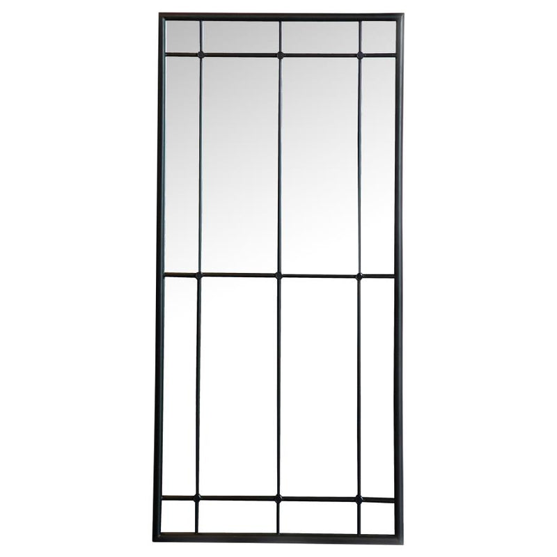 Annetta 24 x 52 Inch Window Pane Wall Mirror Black-zoom-