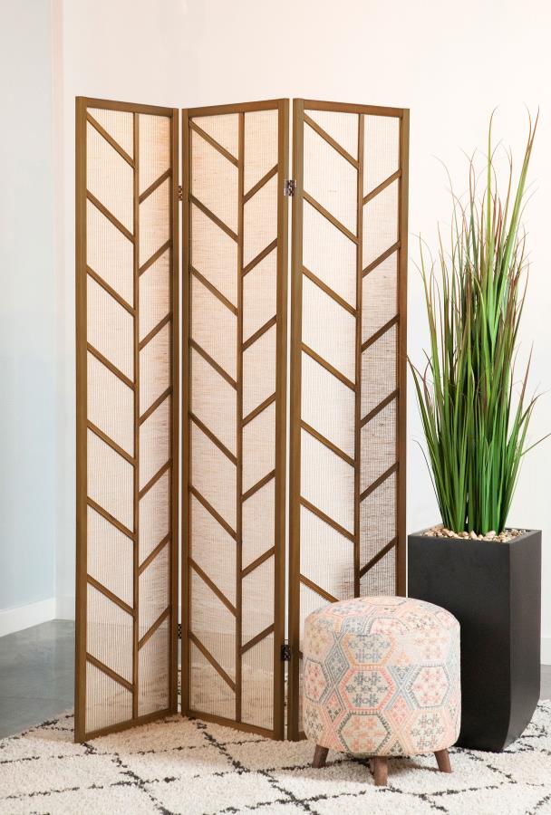 Mila 3-Panel Room Divider Folding Shoji Screen Walnut-zoom-