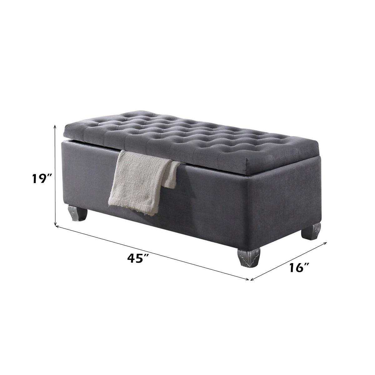 ACME Rebekah Storage Bench – angle view – Lusso Furniture Miami