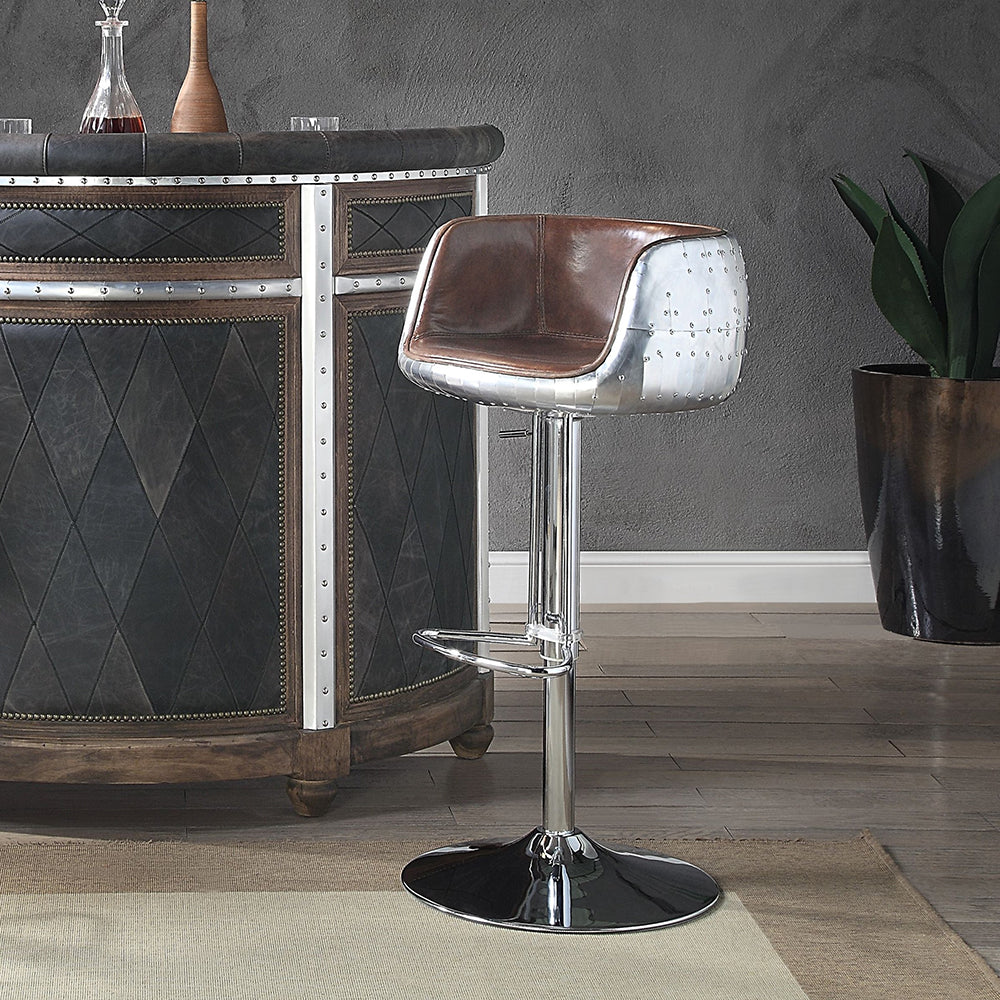 ACME Brancaster Adjustable Swivel Stool – front view – Lusso Furniture Miami