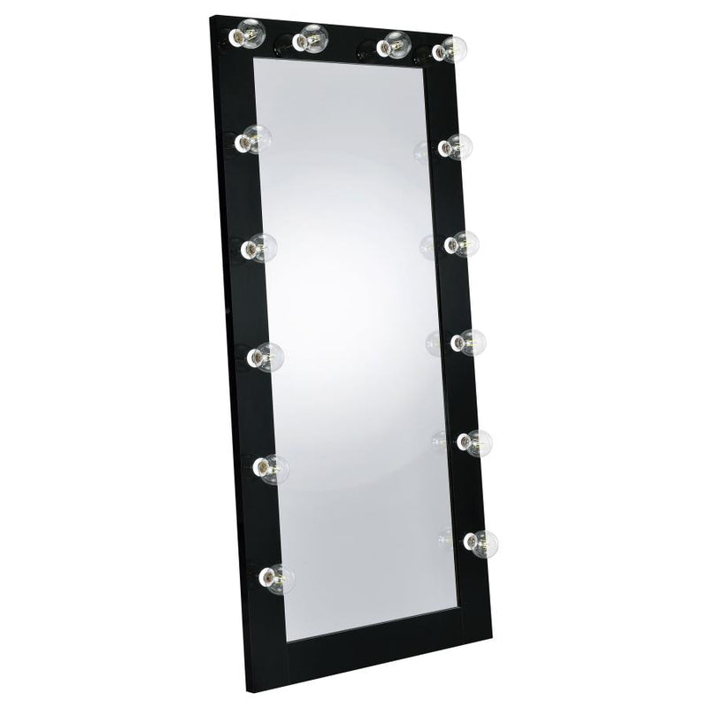 Zayan 32 x 71 Inch Floor Mirror LED Lighting Black Gloss-zoom-