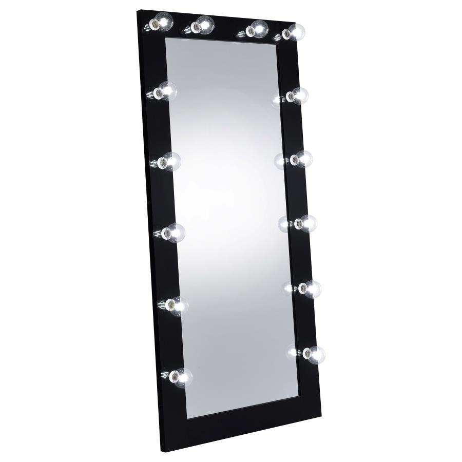Zayan 32 x 71 Inch Floor Mirror LED Lighting Black Gloss-3