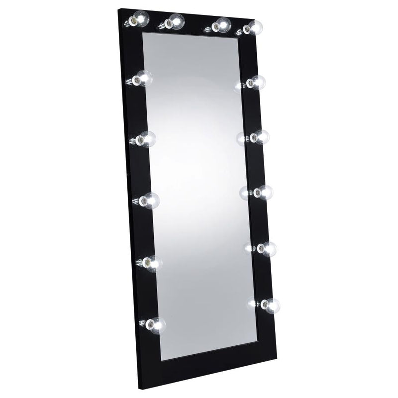 Zayan 32 x 71 Inch Floor Mirror LED Lighting Black Gloss-zoom-