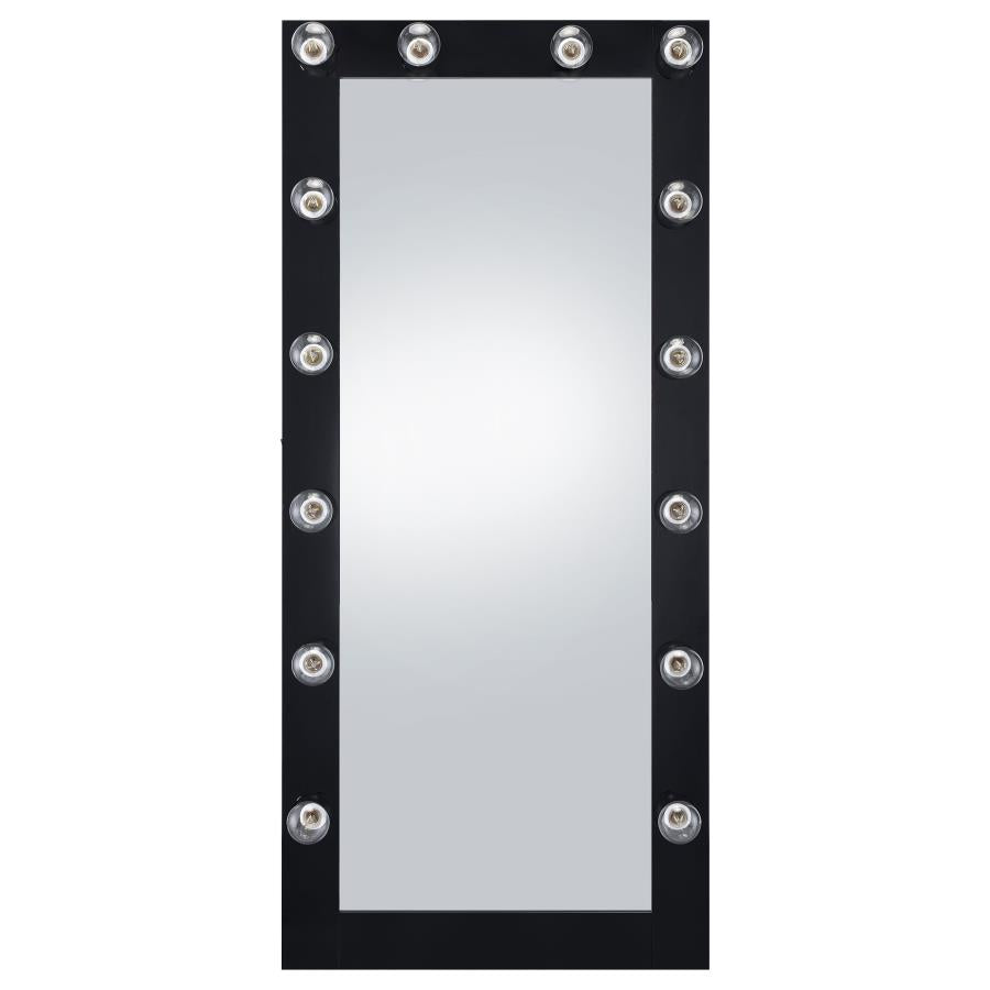 Zayan 32 x 71 Inch Floor Mirror LED Lighting Black Gloss-4