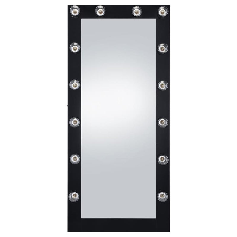 Zayan 32 x 71 Inch Floor Mirror LED Lighting Black Gloss-zoom-