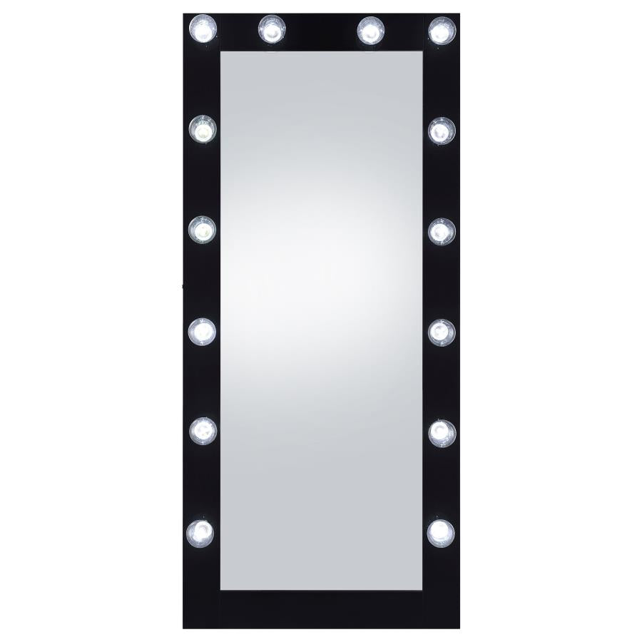 Zayan 32 x 71 Inch Floor Mirror LED Lighting Black Gloss-zoom-5