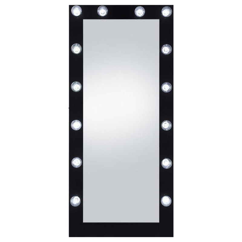 Zayan 32 x 71 Inch Floor Mirror LED Lighting Black Gloss-zoom-