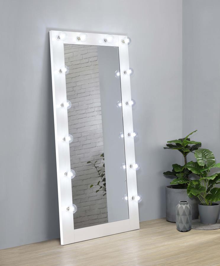 Zayan 32 x 71 Inch Floor Mirror LED Lighting White Gloss-2