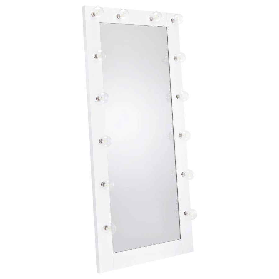Zayan 32 x 71 Inch Floor Mirror LED Lighting White Gloss-1
