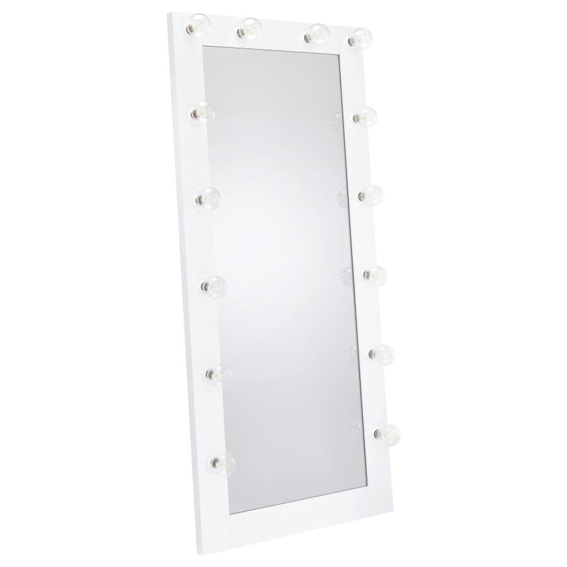 Zayan 32 x 71 Inch Floor Mirror LED Lighting White Gloss-zoom-