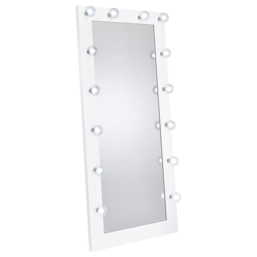 Zayan 32 x 71 Inch Floor Mirror LED Lighting White Gloss-zoom-3