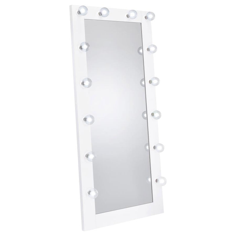 Zayan 32 x 71 Inch Floor Mirror LED Lighting White Gloss-zoom-