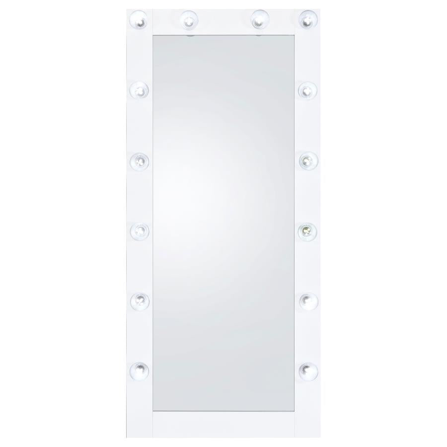 Zayan 32 x 71 Inch Floor Mirror LED Lighting White Gloss-5