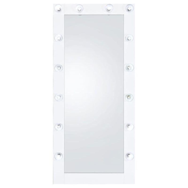 Zayan 32 x 71 Inch Floor Mirror LED Lighting White Gloss-zoom-