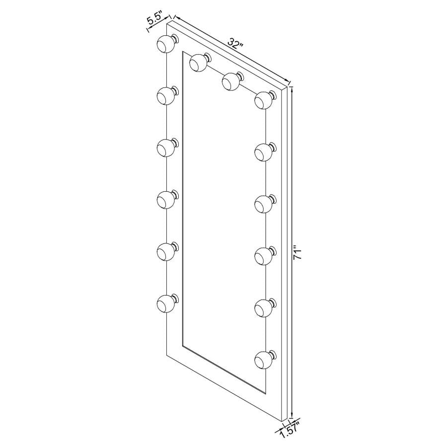 Zayan 32 x 71 Inch Floor Mirror LED Lighting White Gloss-12
