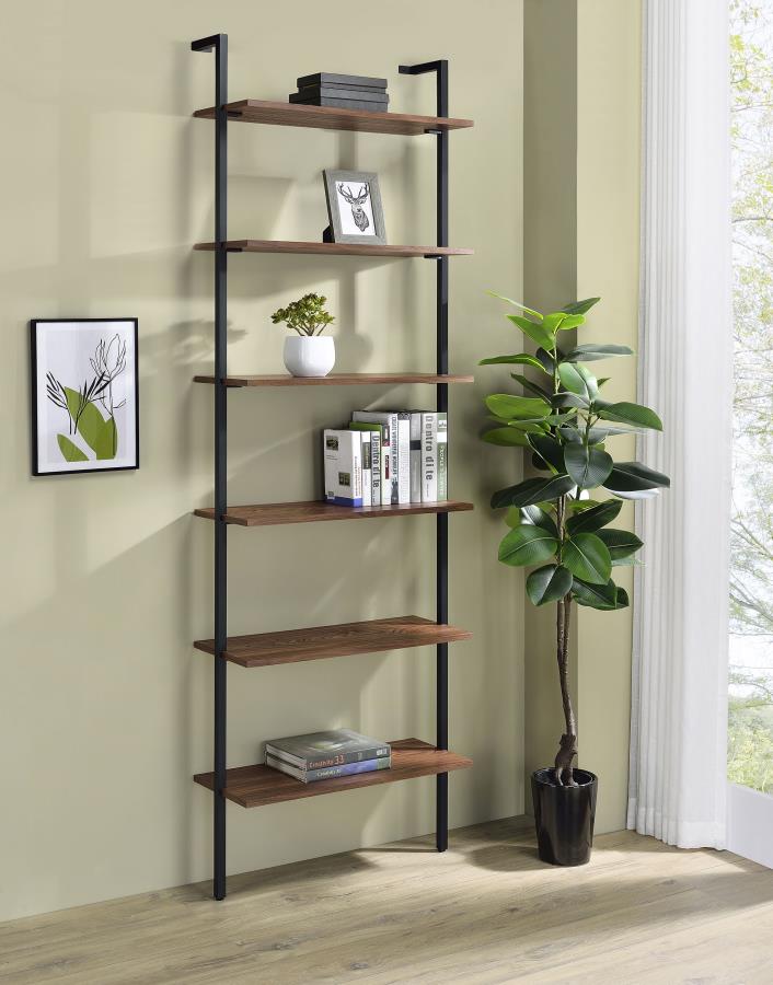 Owens 96-inch 6-shelf Wall Bookshelf Walnut-zoom-2