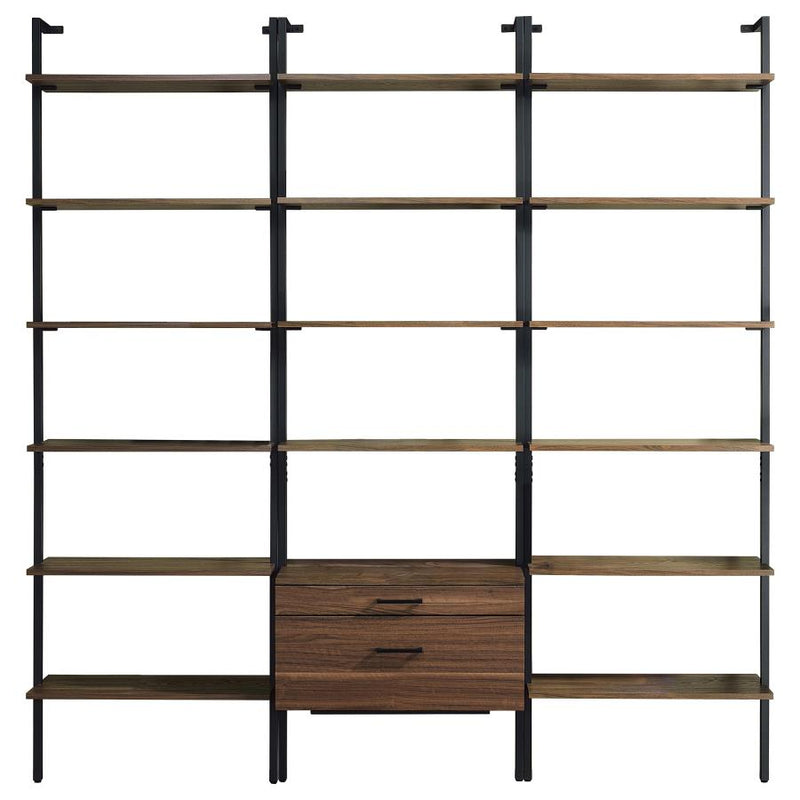 Owens 3-piece 96-inch Wall Mounted Bookshelf Set Walnut-zoom-