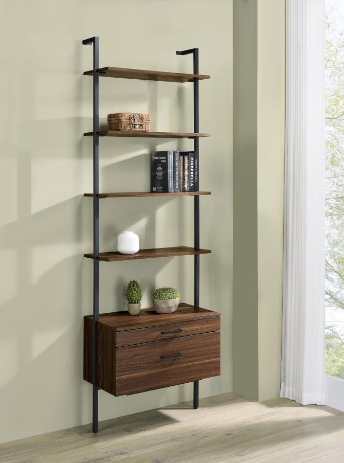 Owens 96-inch 4-shelf Storage Wall Bookshelf Walnut-zoom-