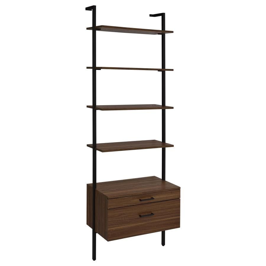Owens 96-inch 4-shelf Storage Wall Bookshelf Walnut-zoom-1