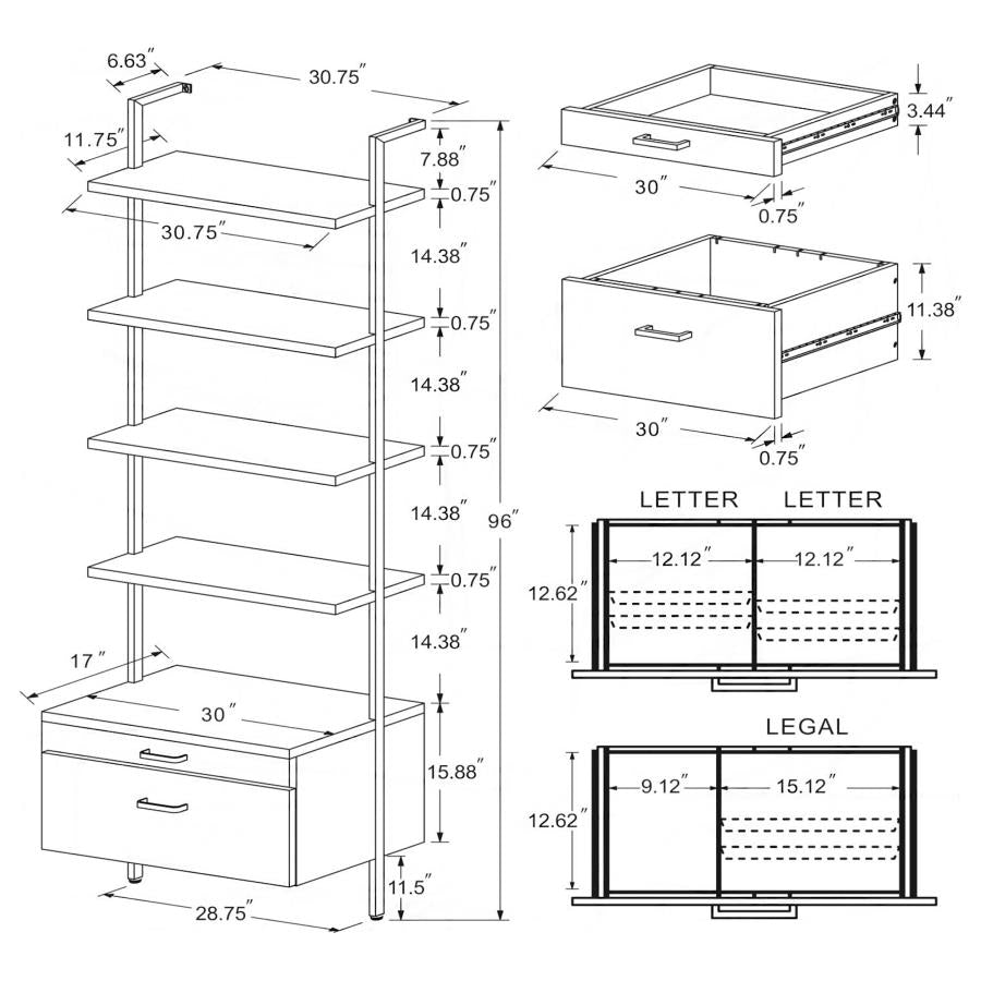 Owens 96-inch 4-shelf Storage Wall Bookshelf Walnut-13
