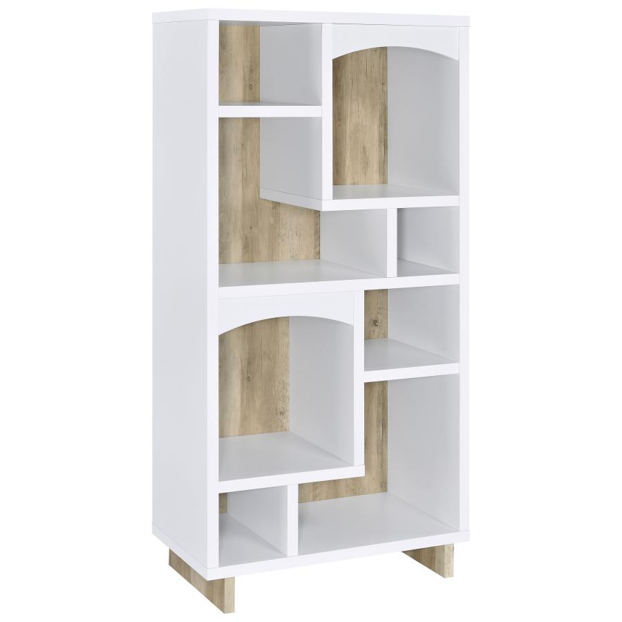 Dalton 65-inch 6-shelf Bookcase White and Distressed Pine-1