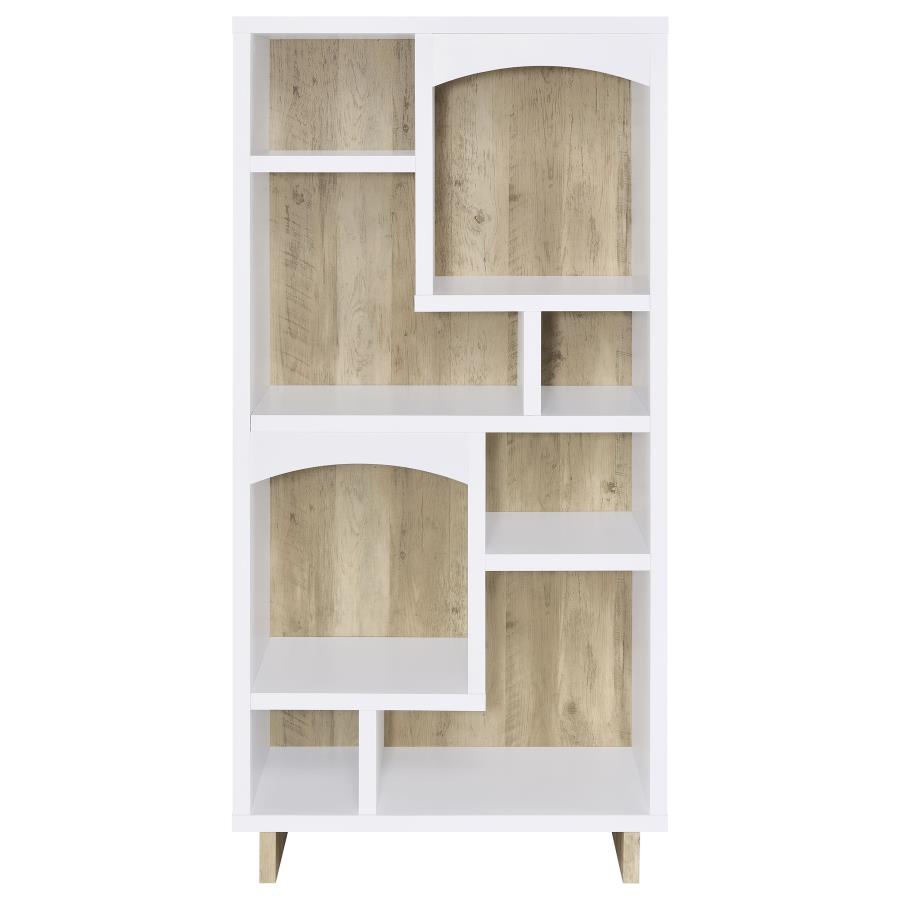 Dalton 65-inch 6-shelf Bookcase White and Distressed Pine-3