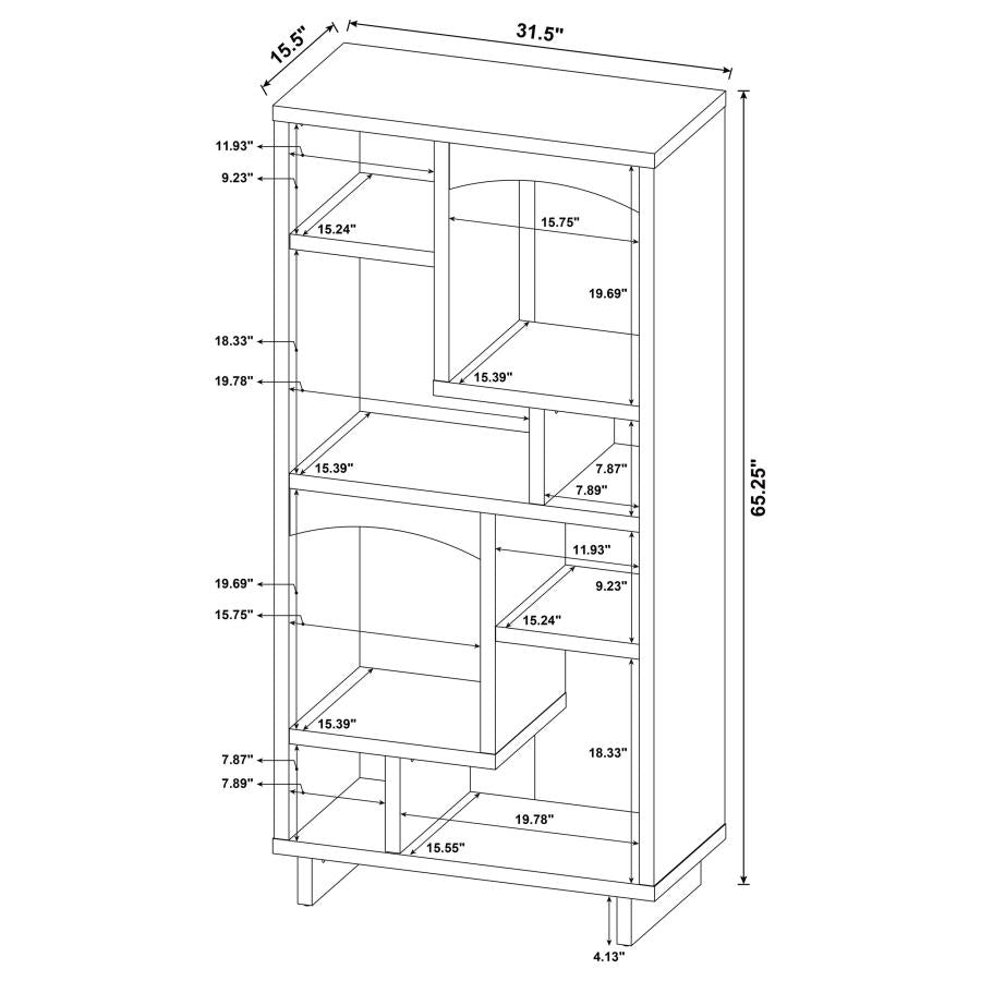Dalton 65-inch 6-shelf Bookcase White and Distressed Pine-zoom-12