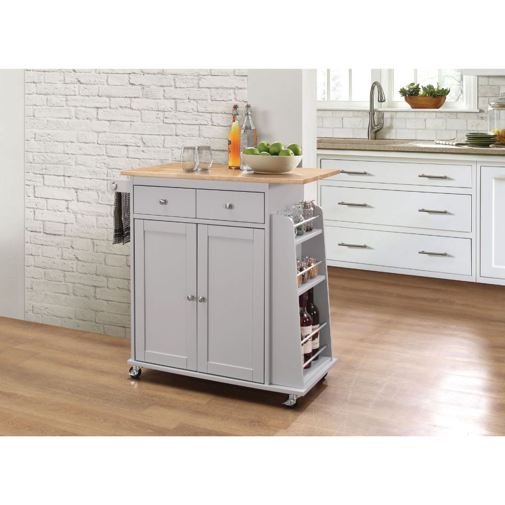 ACME Tullarick Kitchen Cart – angle view – Lusso Furniture Miami