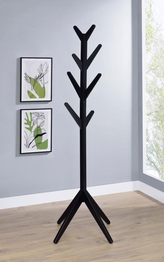Margaret Solid Wood Coat Rack Clothing Hanger Black-zoom-