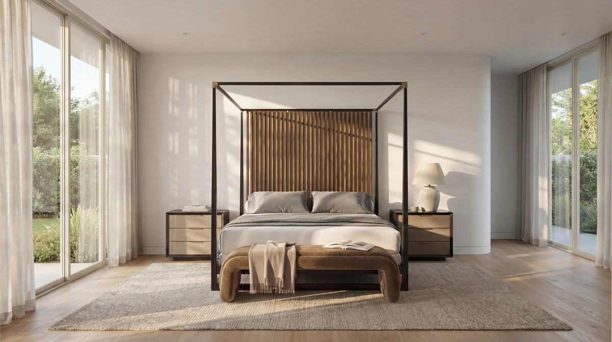 Caracole Pinstripe Bed – detail – Lusso Furniture Miami