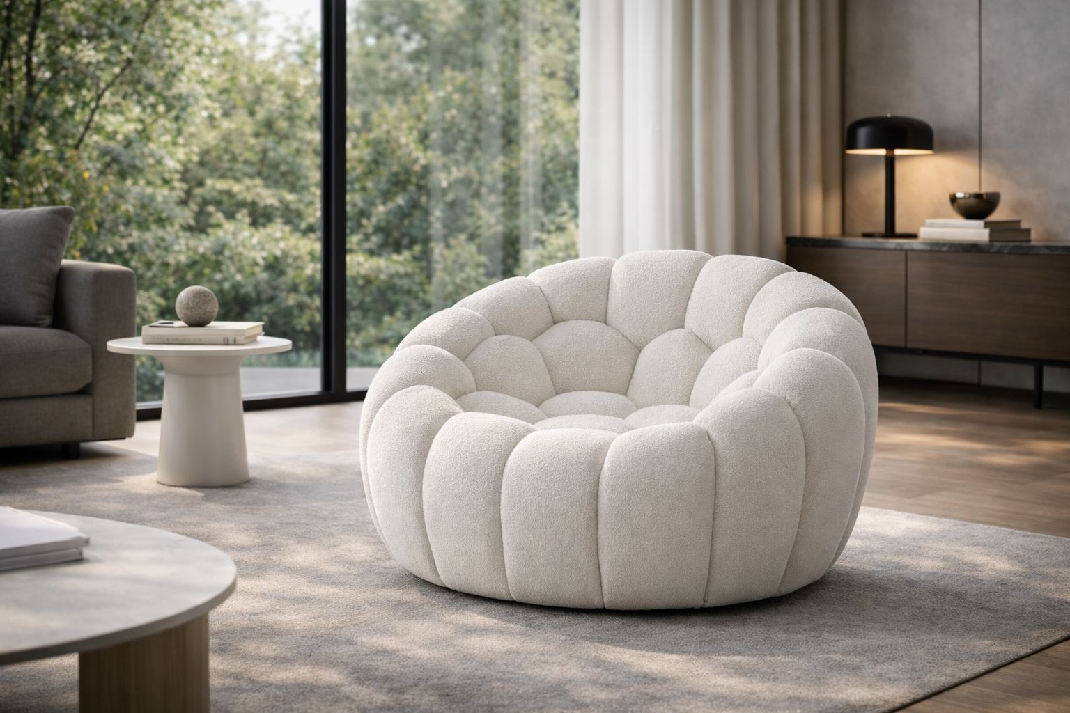 Nest Boucle Collection – Curved Sofa, Armchair & Ottoman-17