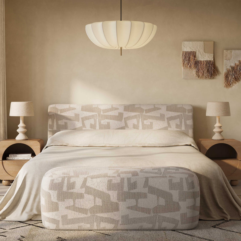 Graceland 54" Cream Performance Jacquard Bench-zoom-