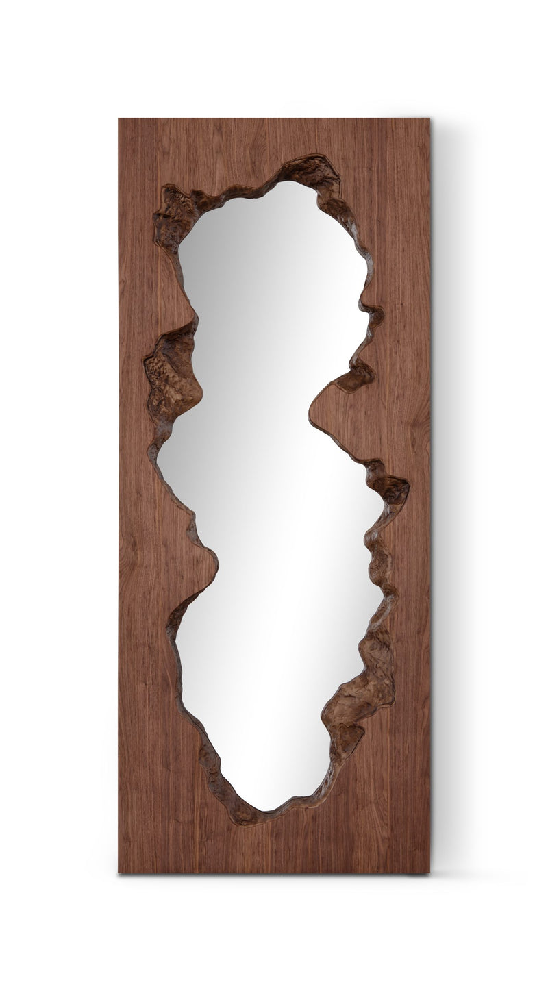 Gaia Rectangular Floor Mirror – Walnut Veneer-zoom-