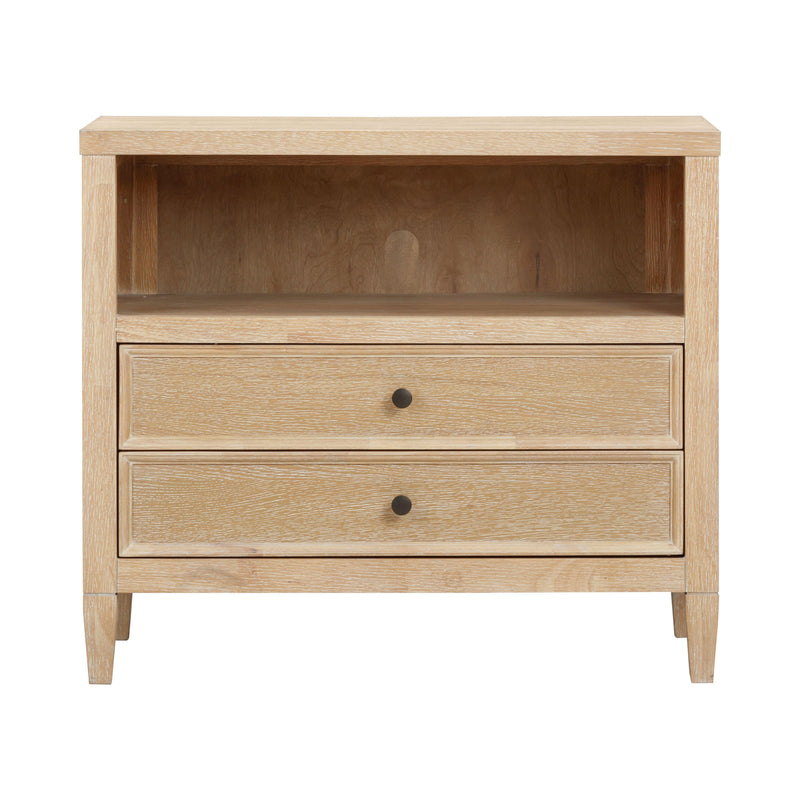 Bristol Park 30" Whitewashed Oak Wood 2-Drawer Nightstand-zoom-