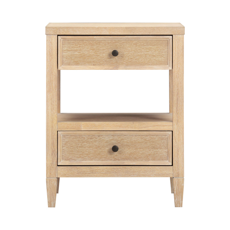 Bristol Park 20" Whitewashed Oak Wood 2-Drawer Nightstand-zoom-