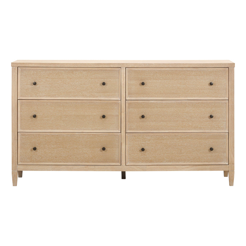 Bristol Park 62" Whitewashed Oak Wood 6-Drawer Dresser-zoom-