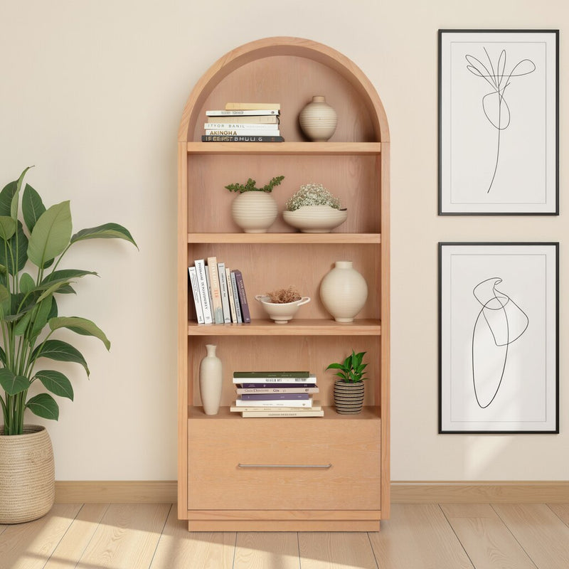 Marlow Wood Bookcase With File Drawer-zoom-