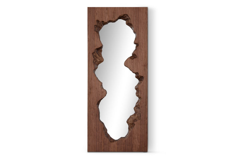 Gaia Rectangular Floor Mirror – Walnut Veneer-zoom-