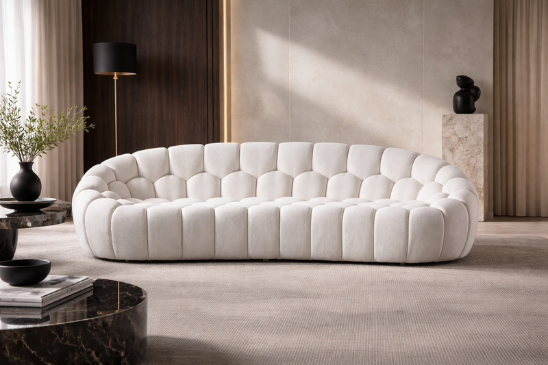 Nest Boucle Collection – Curved Sofa, Armchair & Ottoman-zoom-