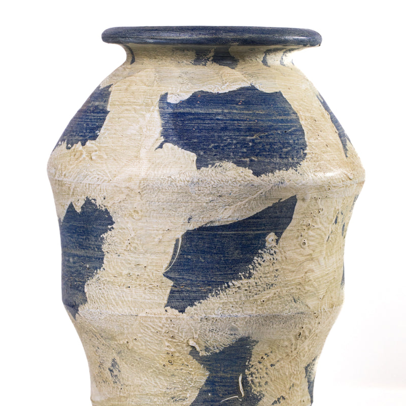 Visha Cream and Blue Terracotta Decorative Vase-zoom-