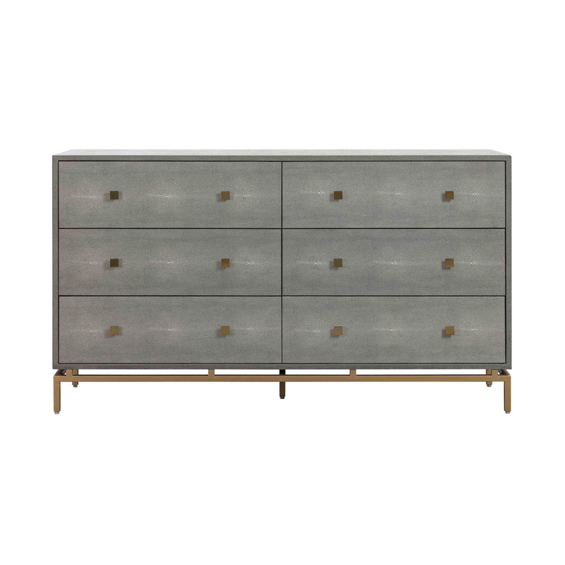 Pesce 57" Faux Shagreen 6-Drawer Dresser-zoom-